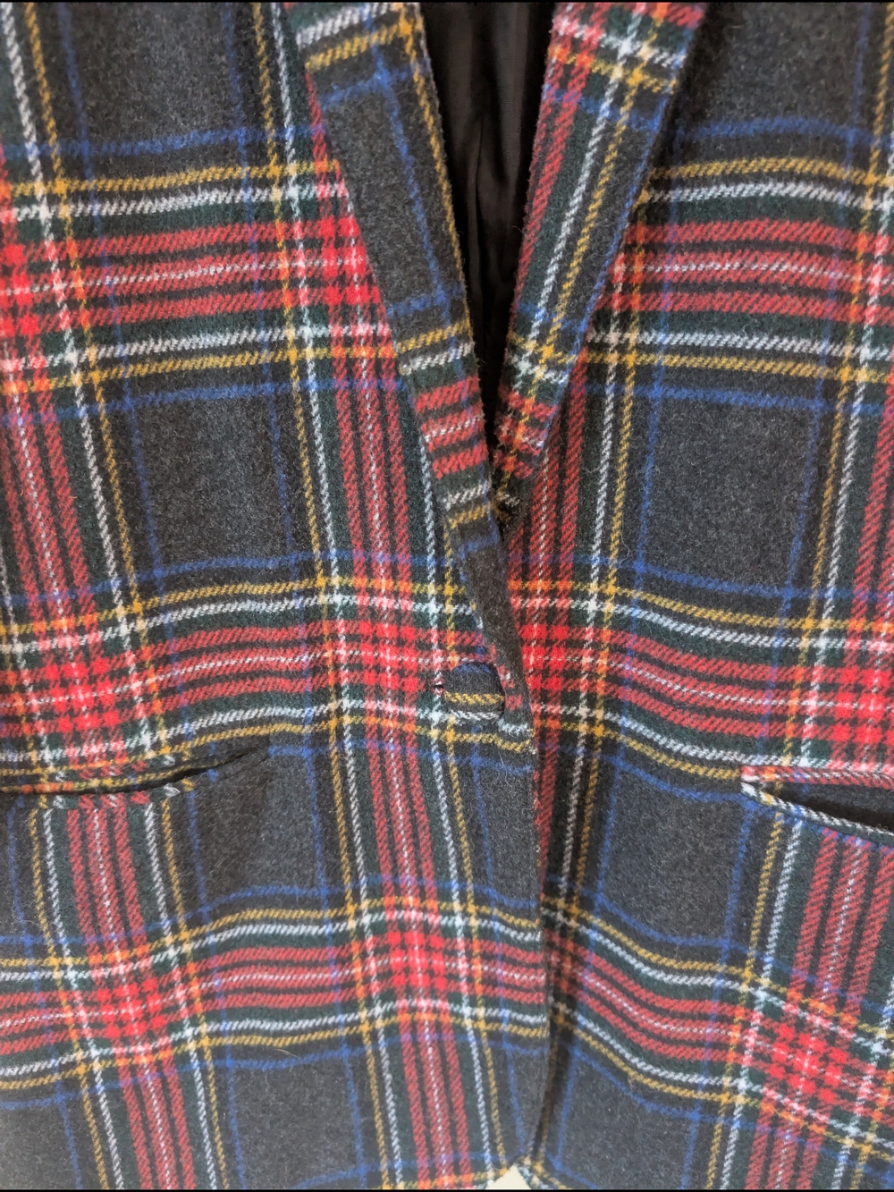 Streetwear Society Charcoal Plaid Blazer with Red, White, Blue And Yellow L